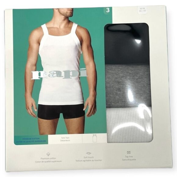 ~Papi Men's Premium Cotton Tank Tops NIB - Picture 1 of 5